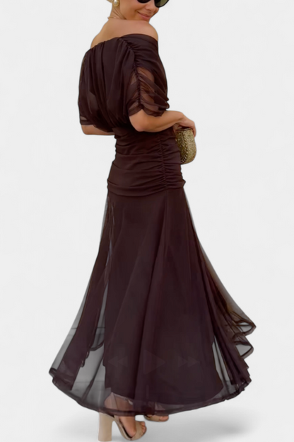 CLAIRE | ELEGANT LONG FLORAL V-NECK FLOW DRESS