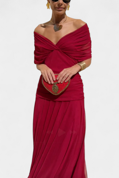 CLAIRE | ELEGANT LONG FLORAL V-NECK FLOW DRESS