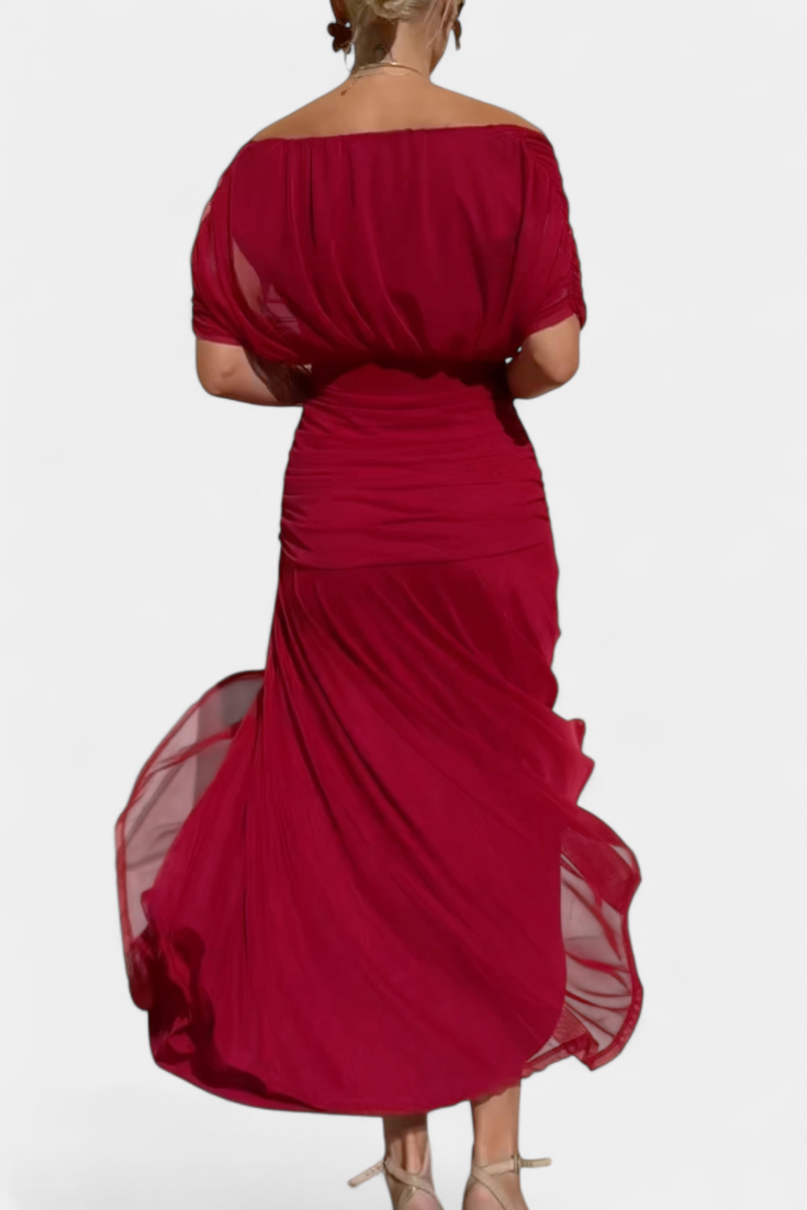 CLAIRE | ELEGANT LONG FLORAL V-NECK FLOW DRESS