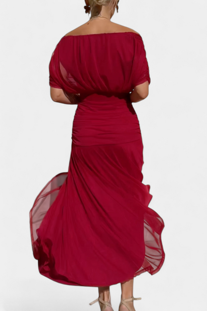 CLAIRE | ELEGANT LONG FLORAL V-NECK FLOW DRESS