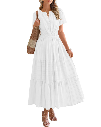 ELARA | BOHO MAXI DRESS WITH V-NECK & FLOWING FIT