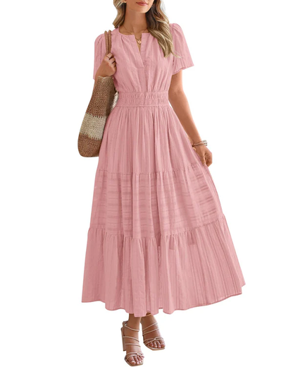 ELARA | BOHO MAXI DRESS WITH V-NECK & FLOWING FIT