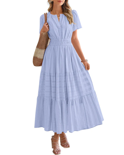 ELARA | BOHO MAXI DRESS WITH V-NECK & FLOWING FIT