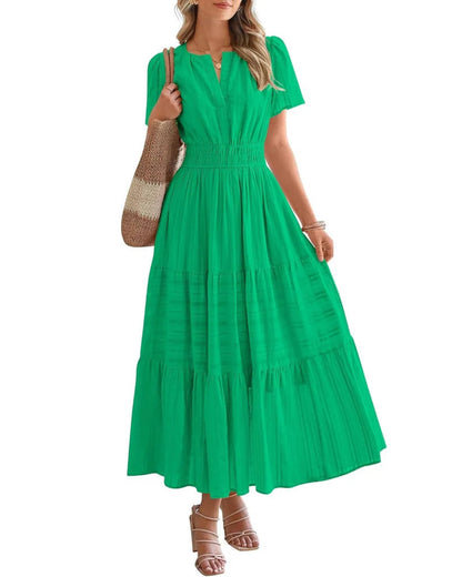 ELARA | BOHO MAXI DRESS WITH V-NECK & FLOWING FIT
