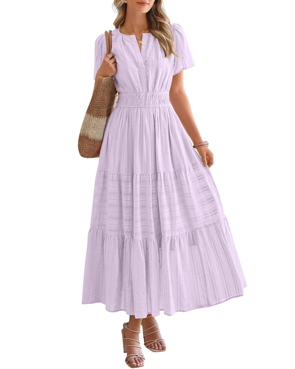 ELARA | BOHO MAXI DRESS WITH V-NECK & FLOWING FIT
