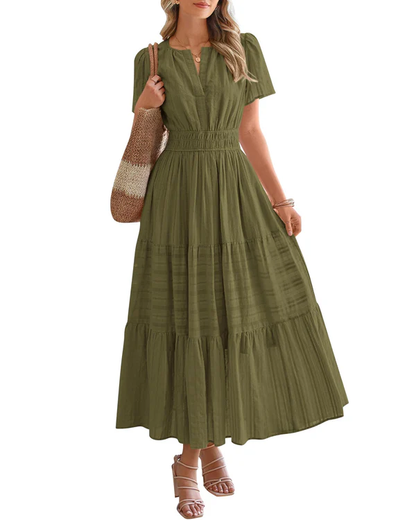 ELARA | BOHO MAXI DRESS WITH V-NECK & FLOWING FIT