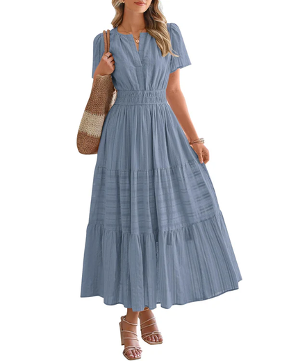 ELARA | BOHO MAXI DRESS WITH V-NECK & FLOWING FIT