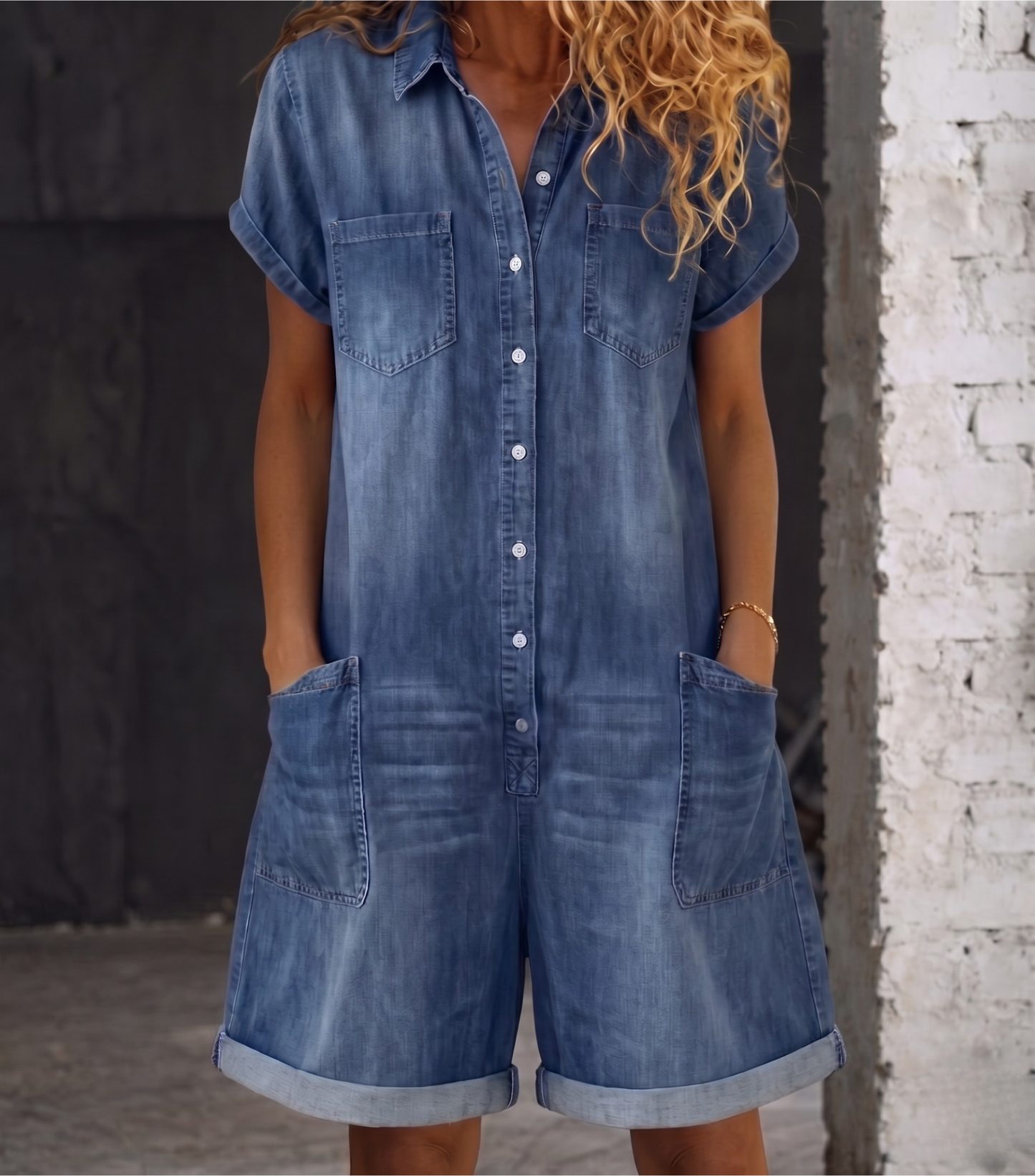 ROSE | CASUAL DENIM JUMPSUIT SHORTS