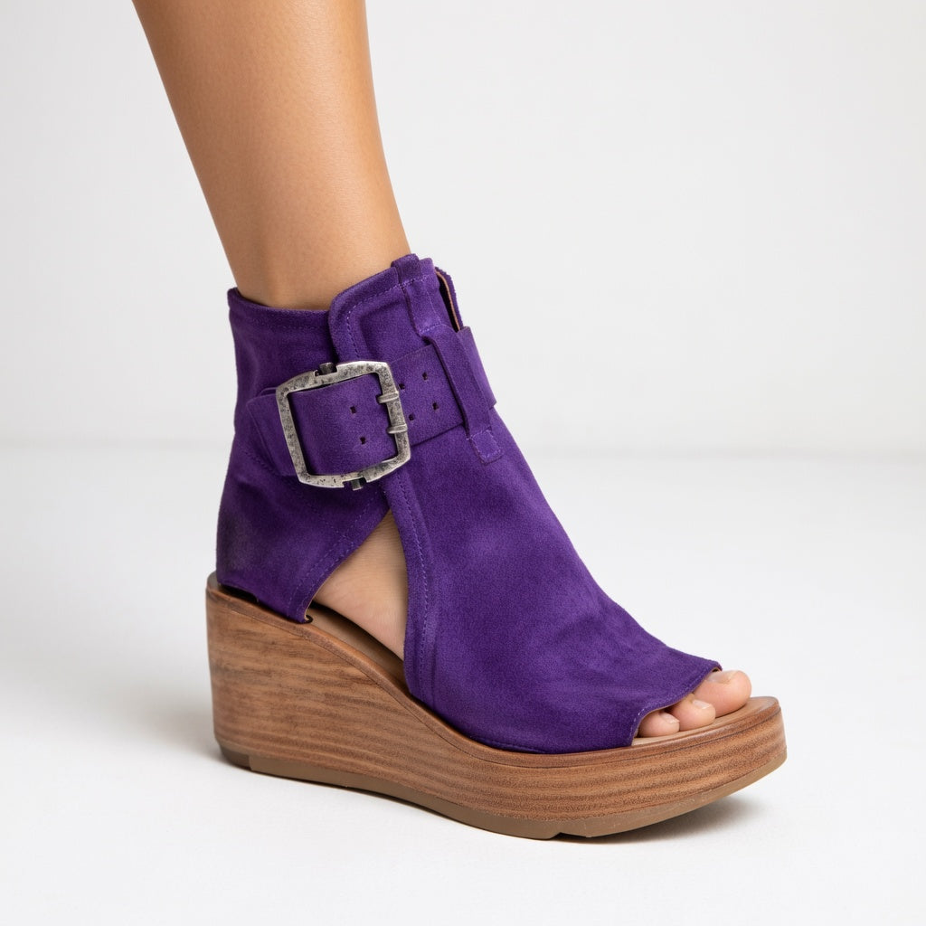 ELLIS | MODERN-STYLE OPEN-TOE WEDGE ANKLE BOOTS
