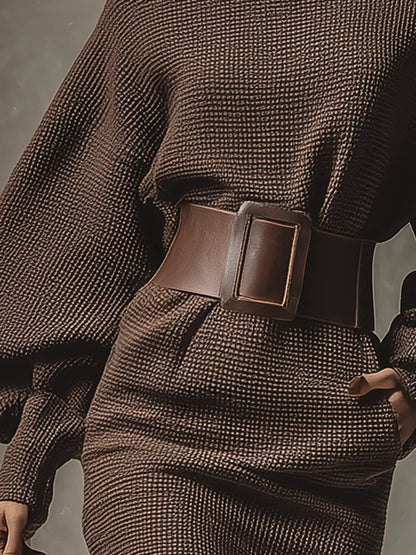 SOPHIA | SHORT KNIT DRESS WITH STRUCTURED BELT