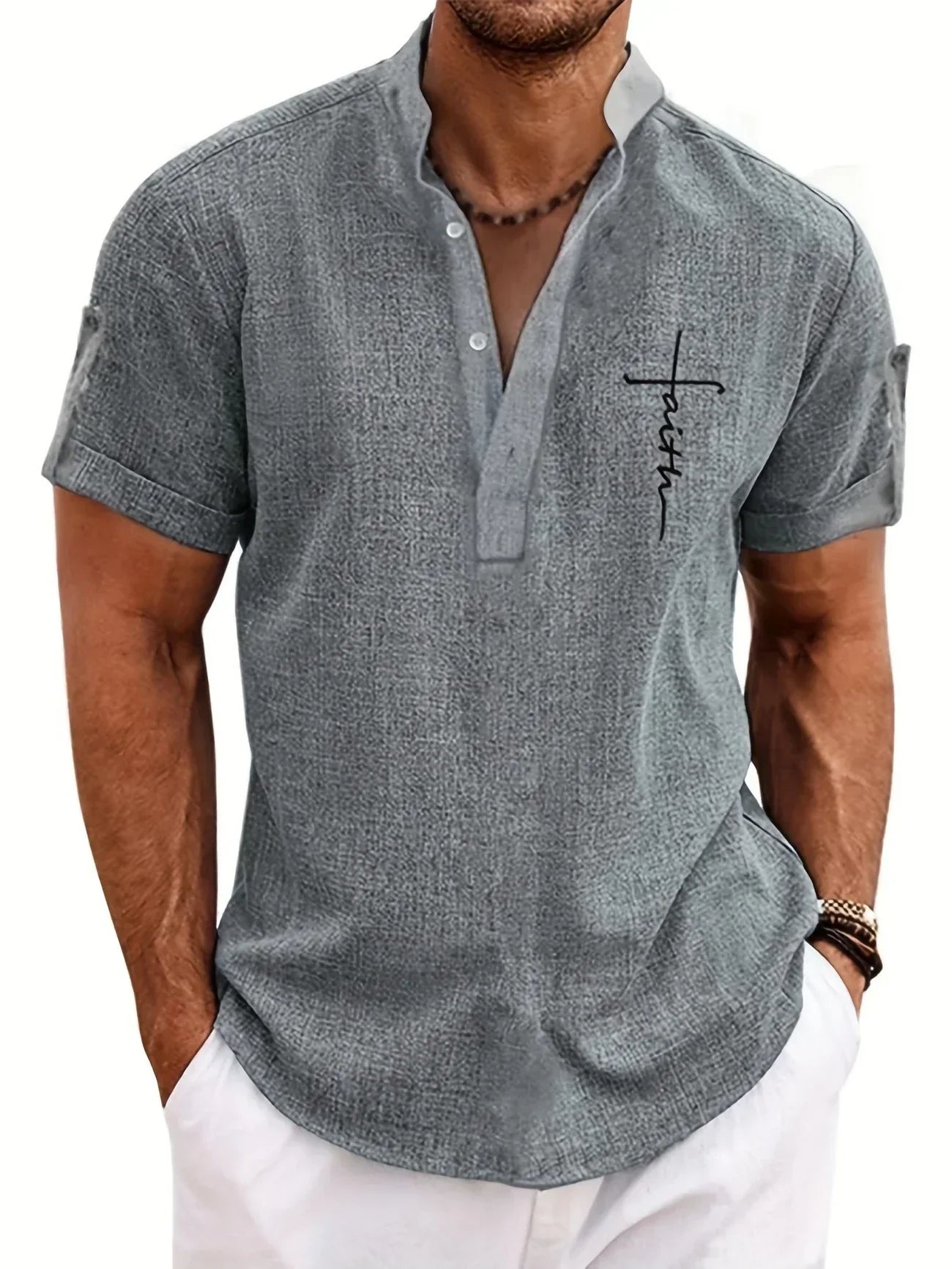 CALEB | STYLISH SHIRT WITH A STAND-UP COLLAR