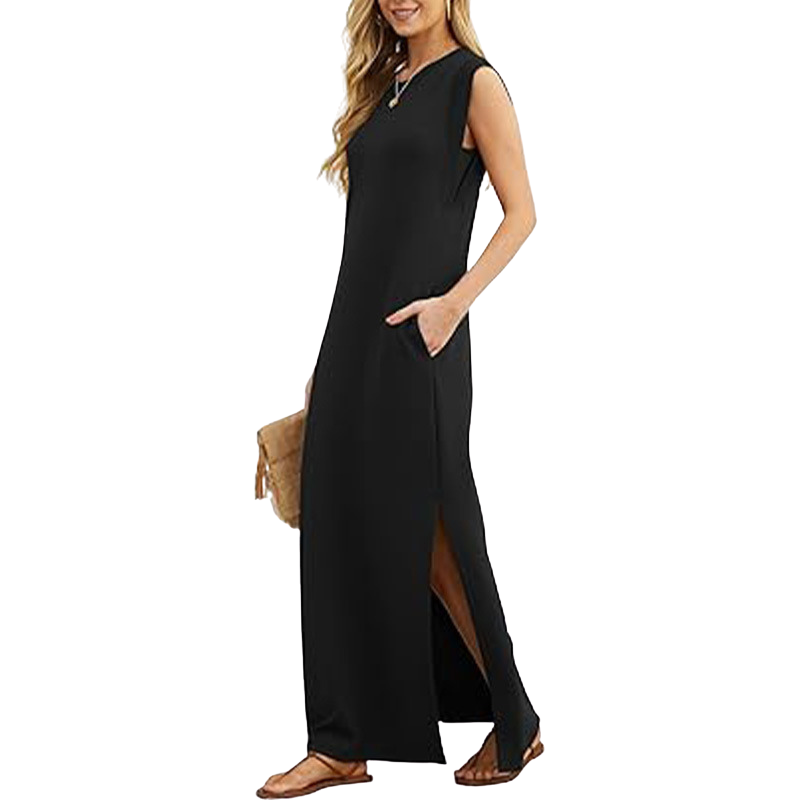 KAIA | CLASSIC LOOSE SLEEVELESS BEACH MAXI DRESS