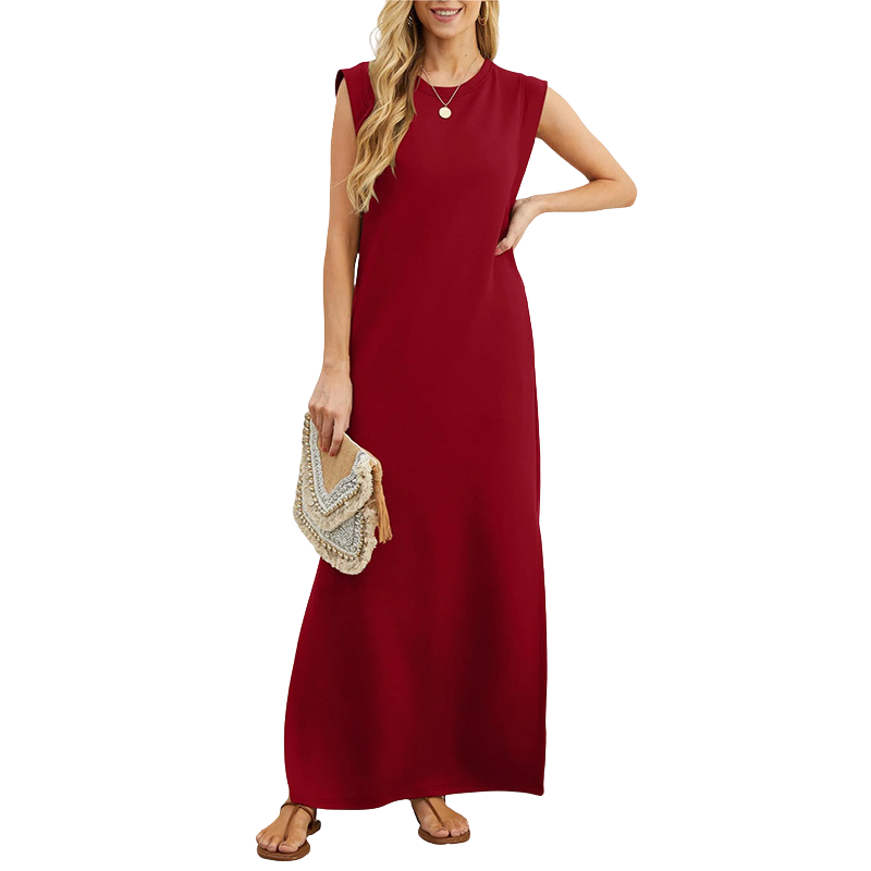 KAIA | CLASSIC LOOSE SLEEVELESS BEACH MAXI DRESS