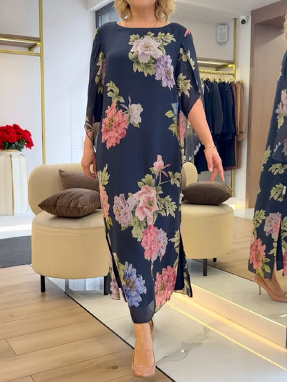 SASHA | FLORAL PRINT MAXI DRESS LIGHTWEIGHT CHIFFON COMFORT