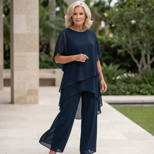 KIMMI | DRAPED TOP WITH PALAZZO PANTS