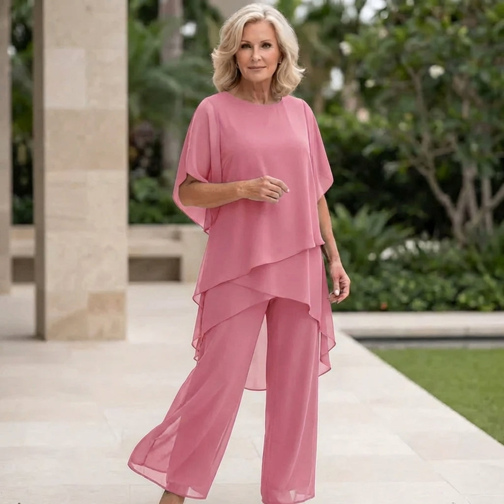 KIMMI | DRAPED TOP WITH PALAZZO PANTS