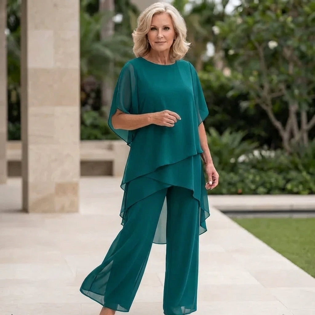 KIMMI | DRAPED TOP WITH PALAZZO PANTS