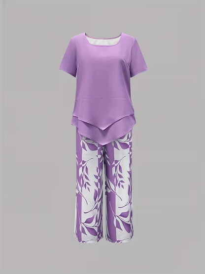 ARVESSA | CASUAL LEAF PRINT TWO PIECE SET
