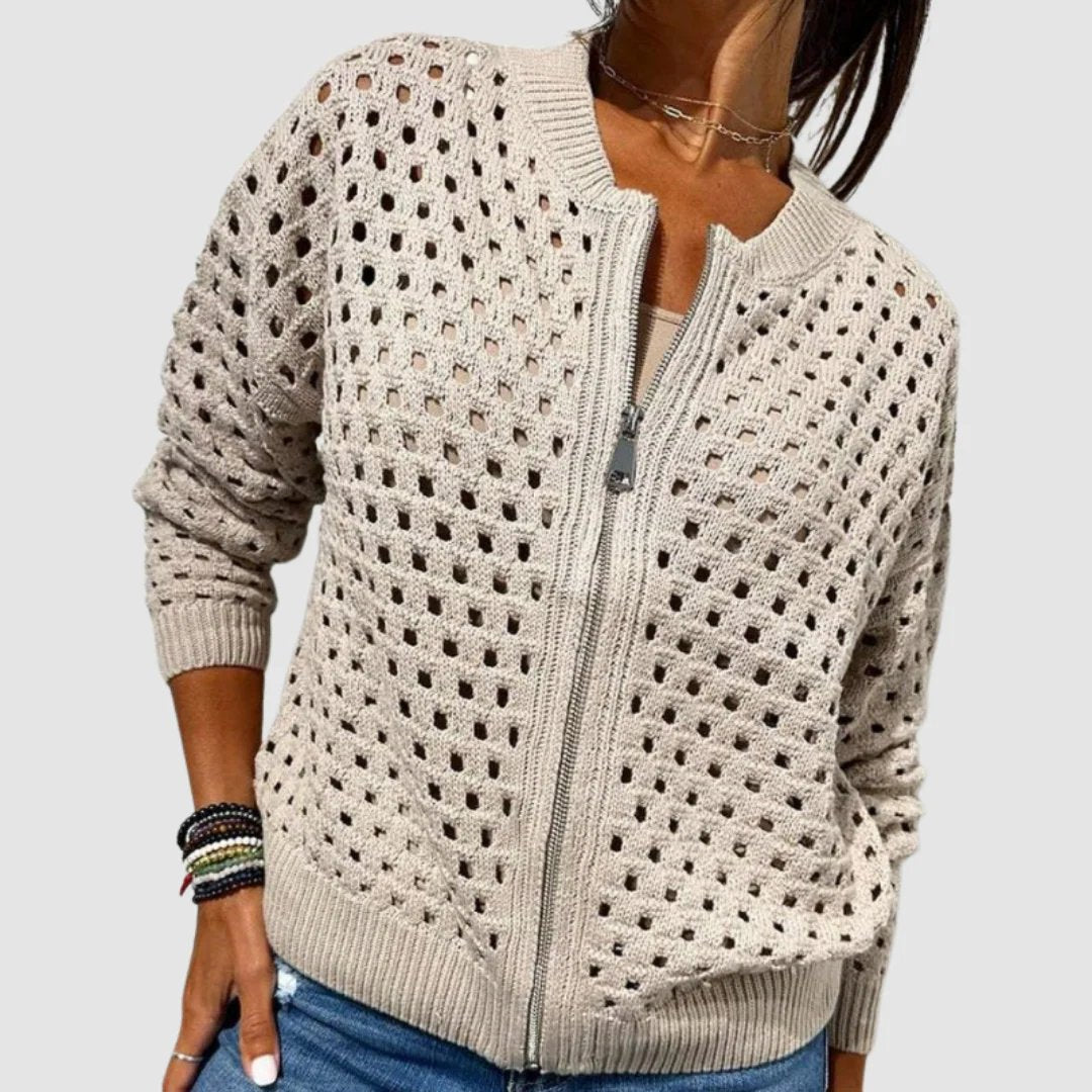 MCKENNA | BREATHABLE CUTOUT ZIPPER KNIT CARDIGAN