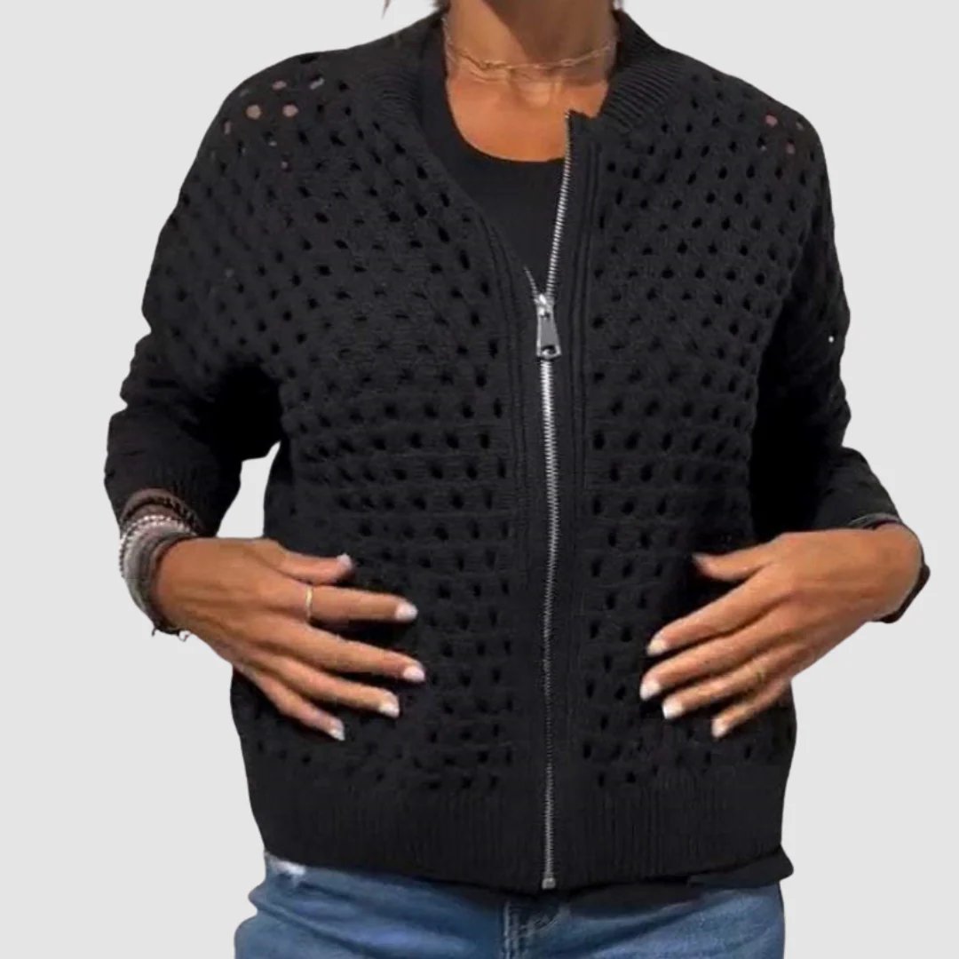 MCKENNA | BREATHABLE CUTOUT ZIPPER KNIT CARDIGAN