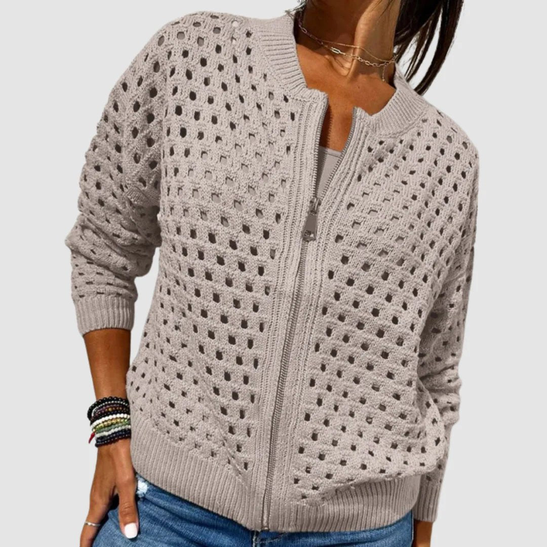 MCKENNA | BREATHABLE CUTOUT ZIPPER KNIT CARDIGAN