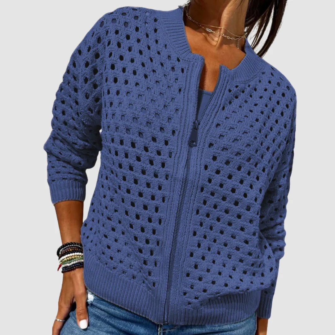 MCKENNA | BREATHABLE CUTOUT ZIPPER KNIT CARDIGAN
