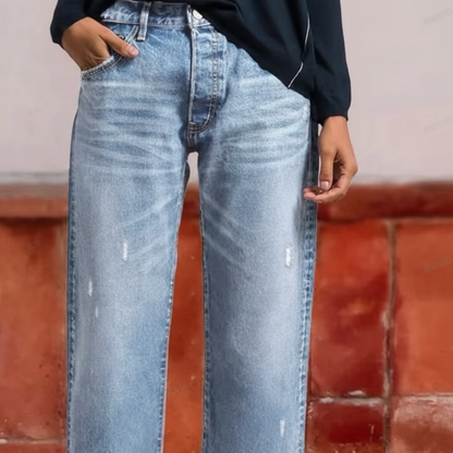 ABERJEAN | RETRO CROPPED STRAIGHT JEANS