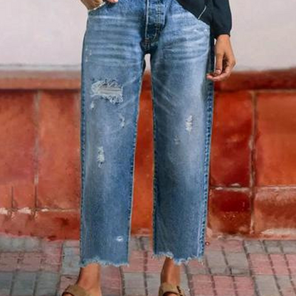 ABERJEAN | RETRO CROPPED STRAIGHT JEANS