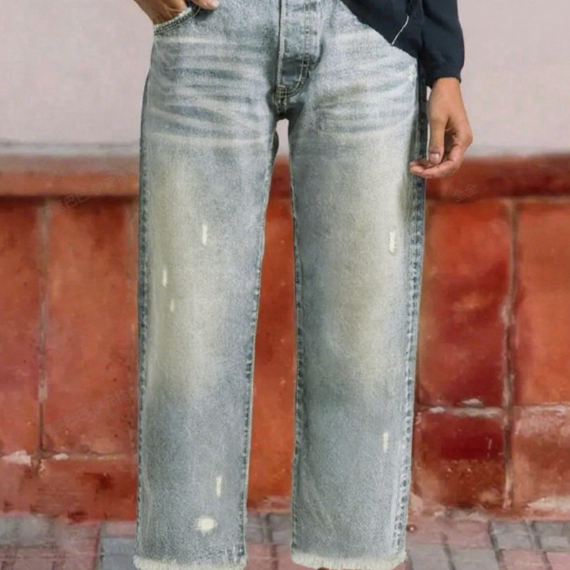 ABERJEAN | RETRO CROPPED STRAIGHT JEANS